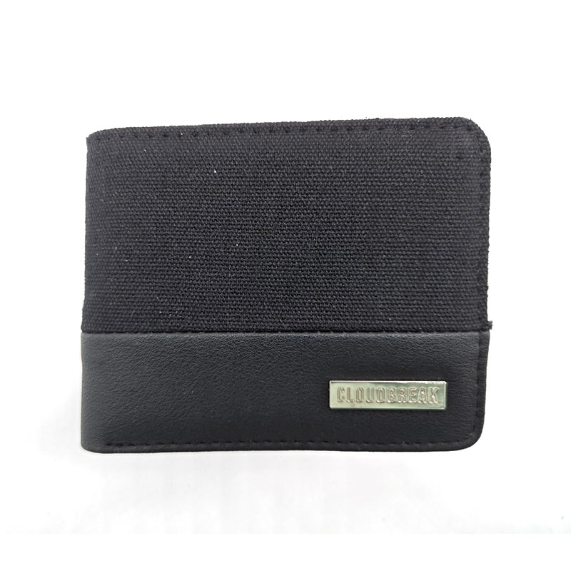 Canvs Mixed PU com botão Sanp Pocket Bifold Carteiras para homens