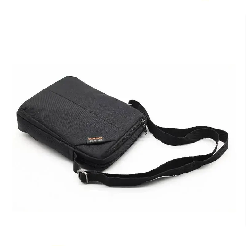 Bolsa de ombro masculina clássica de nylon com zíper duplo